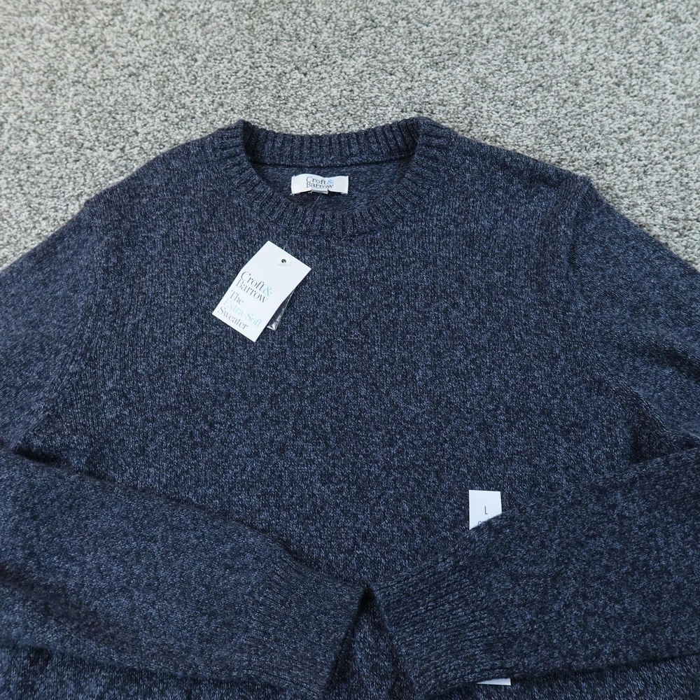 NEW Croft Barrow Sweater Mens L Blue Donegal Ragg Knit Crewneck Pullover Casual